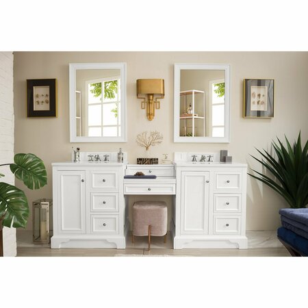 James Martin Vanities De Soto 82in Double Vanity Set, Bright White w/ 3 CM Arctic Fall Solid Surface Top 825-V82-BW-DU-AF